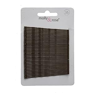 Card of 36 Hair Kirby Grips Bobby Pins 65mm-Brown