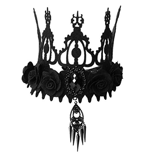 Lurrose Gothic Black Rose Crown Gothic Garland Crown Headband Halloween Tiara Headband Tiara Queen Costume for Halloween Party Cosplay