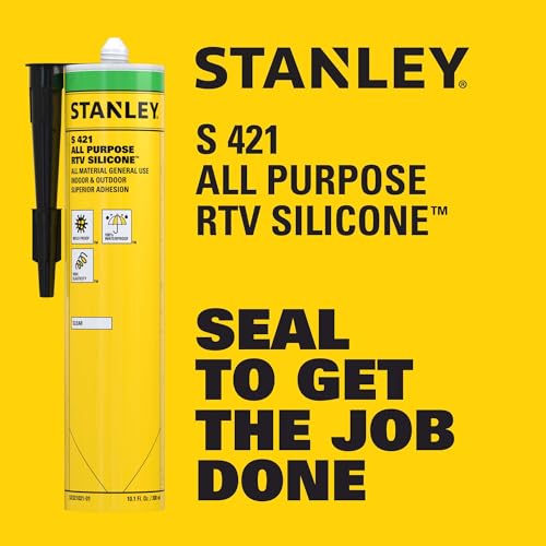 Image of Stanley S421 RTV Silicone Sealant Gray (1 x 10.1 fl.oz.) - 100% Waterproof Gray Caulk | Industrial-Grade Silicone for Kitchen, Bathroom, Shower, Window, Door, Indoor & Outdoor Use | 1 Pack