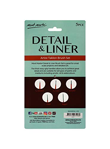 Image of Mont Marte Detail & Liner Taklon Brush Set (Set of 5, White)