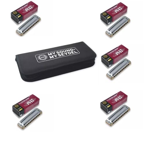 SEYDEL Set of 5 - Blues 1847 Harmonicas CLASSIC and Softcase