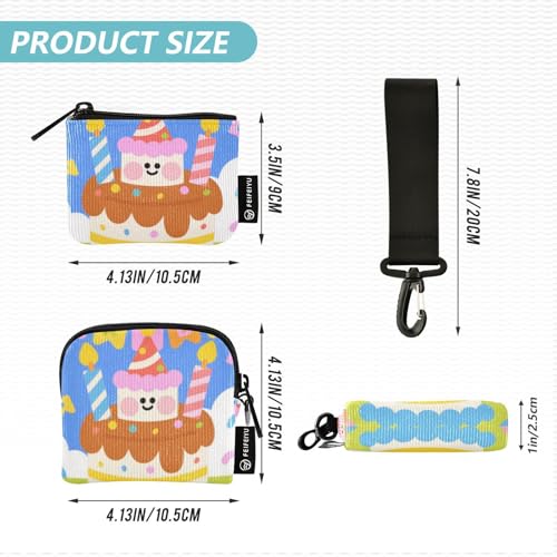 Birthday Cake Cartoon Colorful Women's Card Cases Change Holder Large Capacity Business Card Holder with Zipper Pocket for Women 2 Packs de crédito para Hombre4