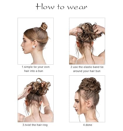TrendyTrolley Large Messy Bun (45 GR) | Hair Piece Wavy Curly Scrunchies Synthetic Ponytail Hair Extensions | Thick Updo Hairpieces for Women | Highlighted Messy Bun for Women & Girls 1