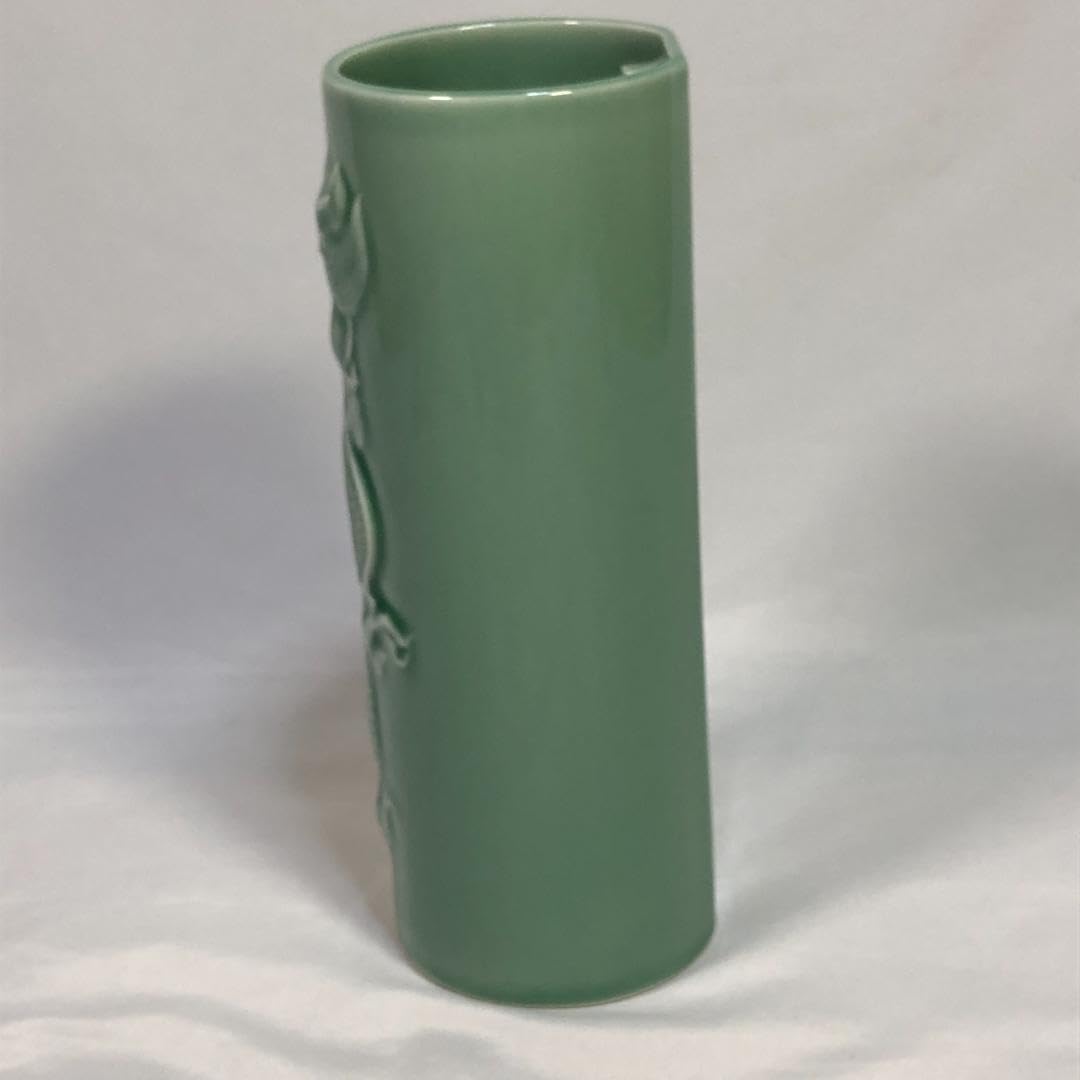 深川製磁竜花瓶壁掛花生青竹磁竜彫刻花瓶