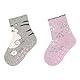 Sterntaler Baby-Mädchen ABS-Söckchen DP Katze Hausschuh-Socken, Hellgrau Mel, 21/22 EU