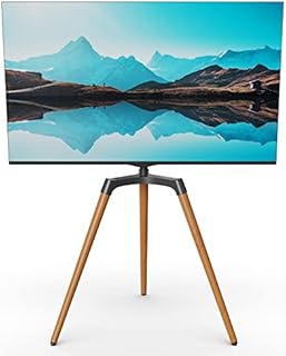 PUTORSEN Artistic Easel Tripod TV Stand for 50-65 inch LCD LED Screens, Portable TV Floor Stand, Adjustable Studio TV Mount with Swivel and Tripod Base with Beech Wood Legs, Black