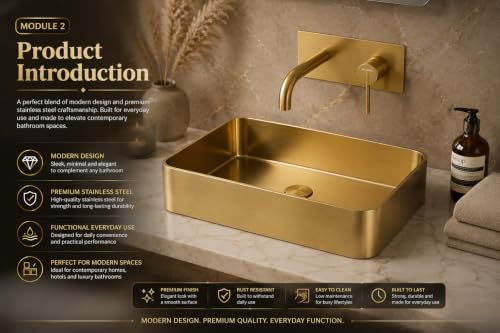 Image of Signora Basin 40x40 cm SS 304 Brushed Stainless Steel Counter Top Wash Basin for Bathroom | Luxury Finish Kitchen & Bathroom Sink | Get 2 Years Warrenty