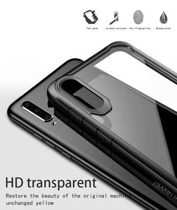 Image of Dashmesh Shopping Plastic Shockproof Crystal Clear Back Cover Case for Samsung Galaxy A70 | 360 Degree Protection | Protective Design | Transparent Back Cover Case (Black Bumper)