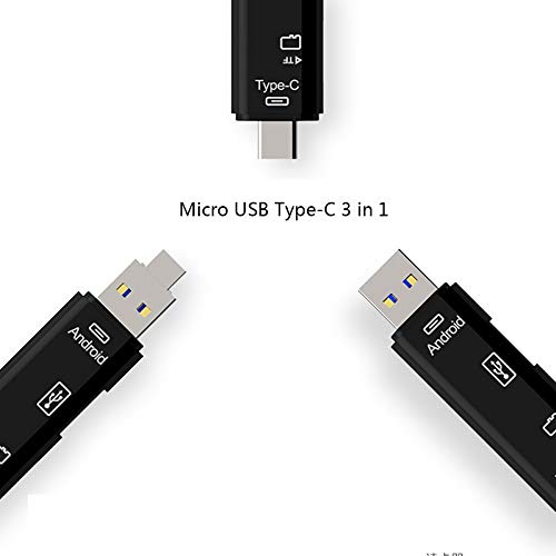 Goofly Leitor de cartão 3 em 1 tipo C Micro USB tipo C OTG extensão de alta velocidade TF leitor de