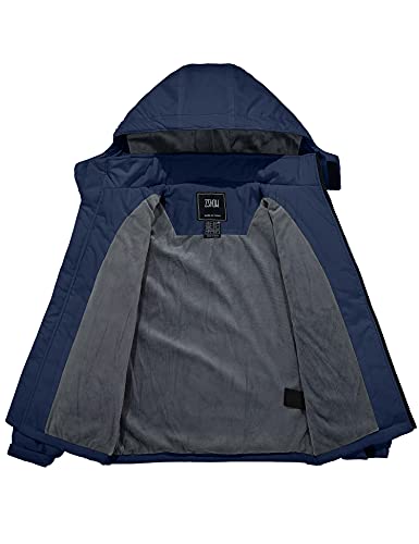 Zshow Boy's Ski Jacket Fleece Winter Outdoor Hooded Snow Coat Windproof Raincoats(Dark Blue,8) #TOP2