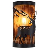 Monaxon Farmhouse Deer Sconces Wall Lighting, Rustic Indoor Wall Light Fixtures, E26 Base Modern Industrial Wall Lamps for Bedroom, Living Room, Hallway, Stairway, Headboard, Garage, Porch