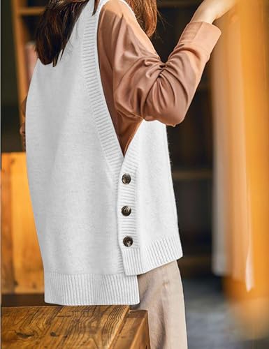 Image of HangNiFang Women's Round Neck Sleeveless Pullover Ribbed Knit Sweater Vest