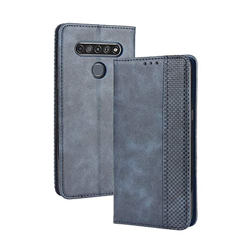 DEDUX Flip Hülle kompatibel mit LG K41S/K51S, Retro Leder Brieftasche Abdeckung Magnetverschluss Folio Ständer Kartensteckplätze Handyhülle, Blau