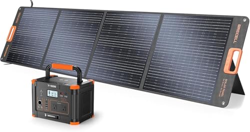 GRECELL Portable Power Station 1000W with Solar Panel 200W,999Wh Solar Generator with Panels Included, 60W USB-C PD Output, 110V Lithium Battery Pack Kit for Outdoor Camping Travel Home (Peak 2000W)