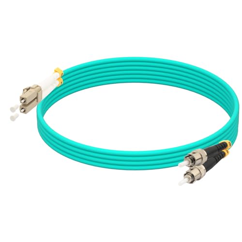 Hamadap LC to ST OM3 Fiber Patch Cable, Multimode Duplex Fiber Optic Cable, 50/125um/3.00mm, LSZH, Turquoise, Length Option: 2m-20m (1M/3.28ft)