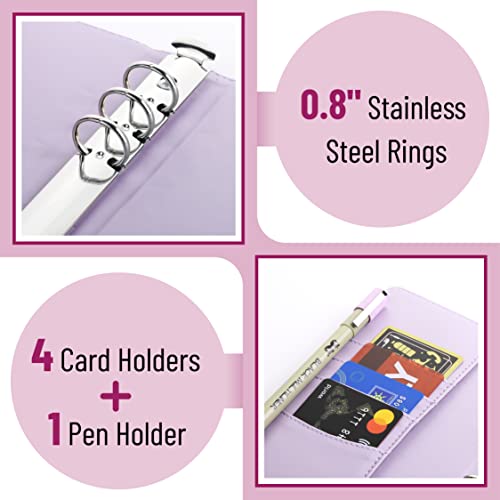 Mr. Pen- Planner Binders, Leather Notebook Cover, Composition Notebook Cover Refillable, Wallet Binder, Planner Binder 6 Ring, Leather Ring Binder, Refillable Notebook Binder (A6, Purple) #TOP2