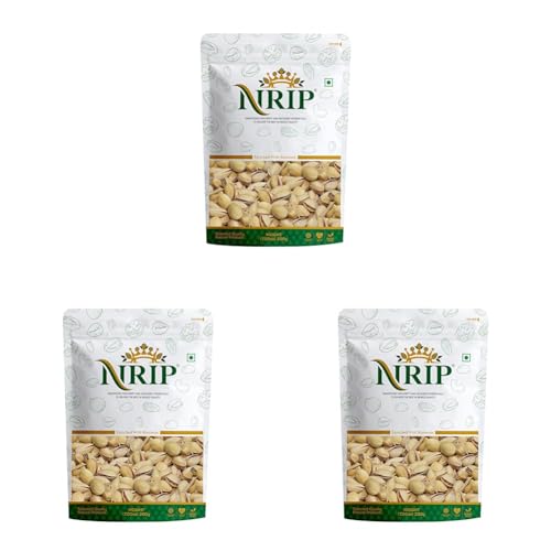Image of NRIP Premium California Roasted & Salted Pistachios 200g | Healthy Snacks, Dry Fruits, Pista | Tasty & Healthy | High in Protein & Dietary Fiber | Low Calorie Nuts (Pack of 3)