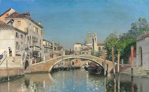 Pintura mural en lienzo de un canal veneciano de 60x90cm para el dormitorio