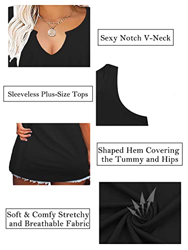 VISLILY Women's-Plus-Size-Tank-Tops Sleeveless Summer V Neck T Shirts Casual Loose Tunics Tee XL-5XL3
