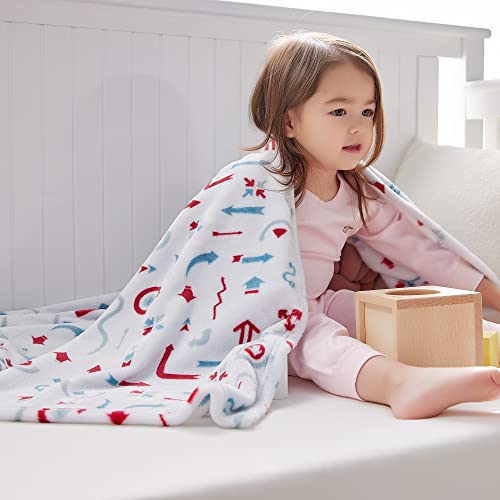 Daysu Plush Flannel Baby Blanket Super-Soft Lightweight, Embroidered Fleece Baby Blanket For Boys And Girls, Bed Throws For Baby Crib And Toddler Bed, Arrow, 30”X40” #TOP2