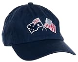 Ann Arbor T-Shirt Co. Australian American Flag Hat - Australia USA Friendship, Aussie America Dad Baseball Pin Cap for Men & Women - (Navy)