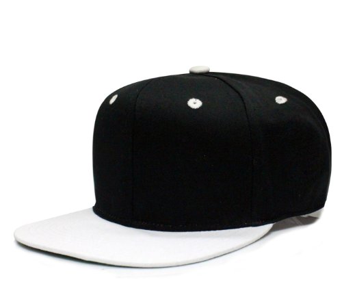 City Hunter Cf918t Plain Blank Snapback Caps (22 Colors) (Black with White Visor)