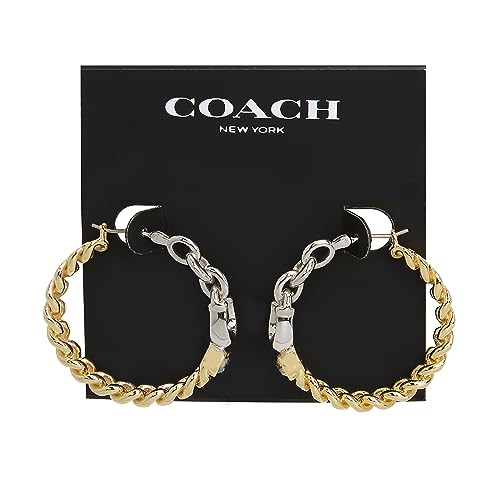 Coach Women's Signature Mixed Metals Chain Hoop Earrings3