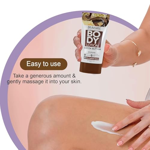 Image of Dr.Rashel Cocoa Butter Body Lotion | Deep Moisturizing & Nourishing Formula | With Cocoa Powder & Shea Butter | Improves Elasticity & Softens Skin | Lightweight & Unisex |Pack of 3 (100 ml Each)