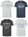 riverso Tshirt Herren Baumwolle Regular Fit RIVLeon 4er Set Pack Rundhals Kurzarm Sommer Tee Shirt Print, Größe:3XL, Farbe:Farbmix 12