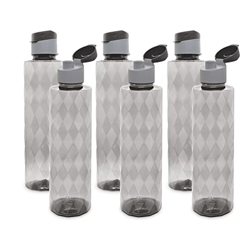 Image of Flair Forever PET Water Bottles with Fliptop Lid Set of 6 Pcs 1000 ML (Gray)