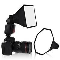 2 Stück Blitz Diffusor 2 in 1 Blitz Reflektor Flash Diffuser Light Softbox Leichter Speedlite-Softbox Universal Stoff Diffusor (20cm Achteck Softbox + 17x15cm für Blitzgerät)