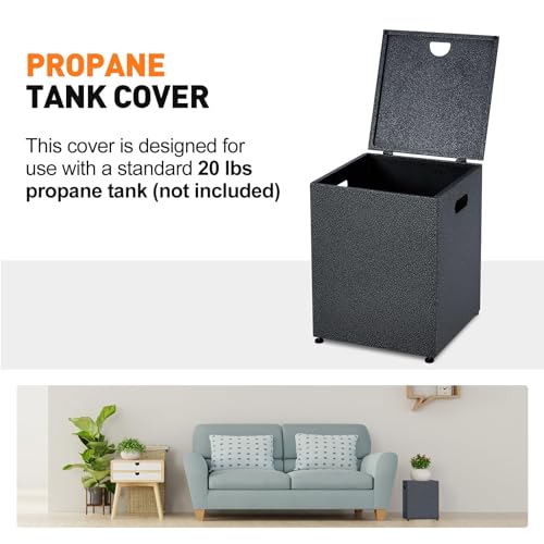 48" Outdoor Fire Table, 48 inch Rectangle Propane Gas Fire Pit Table, 50,000 BTU Modern Firepit with 16 inch Tank Cover Side Table, Wind Guard, Fire Glass, Rain Cover