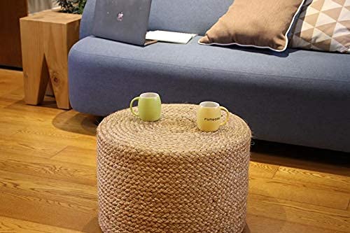 NR HOME STORES Jute Ottomans Pouf for Seating | Jute Ottoman for Footrest Filled with Bean Balls | Ottoman Pouf Stools for Living RoomBedroom, 40x40x40 cm