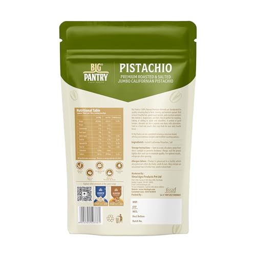 Image of Big Pantry Premium Roasted & Salted Jumbo Californian Pistachios 200g | Rich In Protein & Dietary Fibre | Natural Premium Pista Dry Fruits with Shelled Nuts | Pack of 3