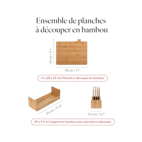 Planches a découper en bambou avec support FLORINA CHEF : lot de 4 - 4