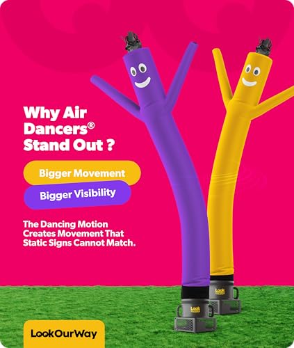 Image of LookOurWay Air Dancers Wacky Waving Inflatable Tube Man Set - 10 Feet Tall Inflatable Dancing Man with Blower - Purple