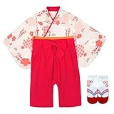 [Augelute] 袴ロンパース 靴下セット 前開き 女の子 ベビー 60 うめ