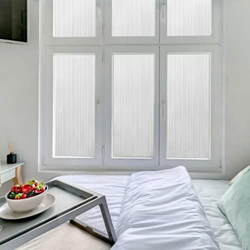 Kromapolis Window Privacy Film Reeded Frosted Window Vinyl 3D Decorative Window Decals Non Adhesive For Bathroom Living Room 17.5 Inch X 13.1 Feet #TOP2