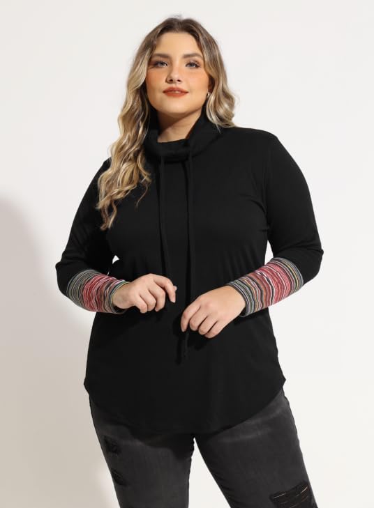Image of CARCOS Womens Plus Size Tops Mock Neck Long Sleeve Shirts Turtleneck Tunics for Fall Winter XL-5XL