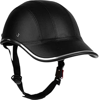 Bike Baseball Helmets-Cycling-Bicycle Helmet Adults - ABS Leather Cycling Safety Helmet with Adjustable Strap for Adult Men Women Black (Size: 11.2-5.5in) (Black, One Size)