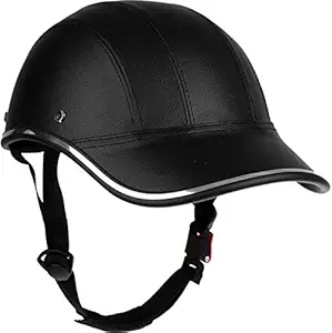 Bike Baseball Helmets-Cycling-Bicycle Helmet Adults - ABS Leather Cycling Safety Helmet with Adjustable Strap for Adult Men Women Black (Size: 21.6-24.4in) (Black, One Size)