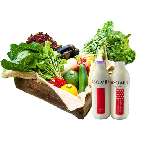 季節のお野菜セットと阿部牧場ASOMILK800ml×1のむヨーグルト800ml×1セット