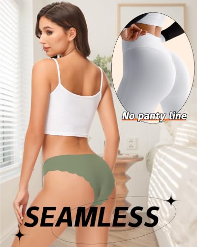 Image of LEVAO Seamless Underwear for Women No Show Ice Silk Bikini Breathable Hipster Wavy Sides Invisibles Panties 7 Pack S-XL