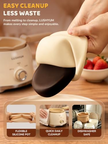 Image of LUSHYUM Electric Chocolate Melting Pot with 2 Insert Pots, 4-Cup Chocolate | Even Heating & Fast Melting, BPA-Free Silicone, Easy Clean, Less Waste, Ideal for Chocolate & Candy Melts, Parties & Fondue
