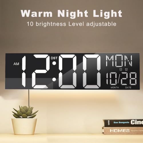 Image of JALL 30 inch Large Digital Wall Mount Clock with Remote Control, Alarm, Huge Giant Big LED, Countdown, Auto DST, Temperature for Living Room Classroom Desk, Xmas, Birthday Gift, White