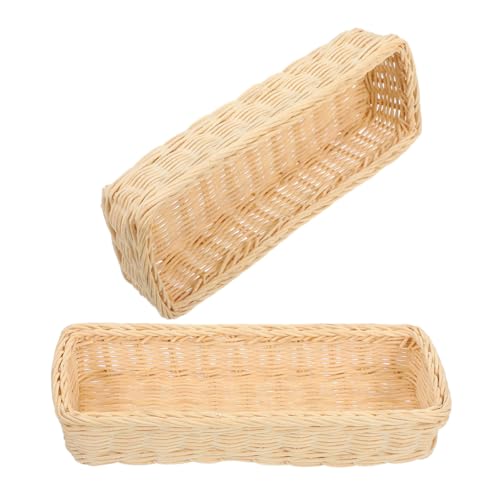 Ciieeo Cestas de Almacenamiento de Cubiertos y Palillos de Ratán Sintético, Juego de 2 Piezas Medianas, Organizador para Cocina y Uso en Restaurantes