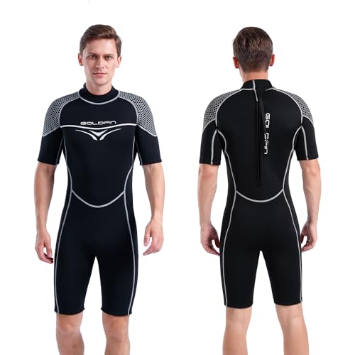 GoldFin Mens Wetsuit, 3mm Shorty Back Zip Wetsuits for Men
