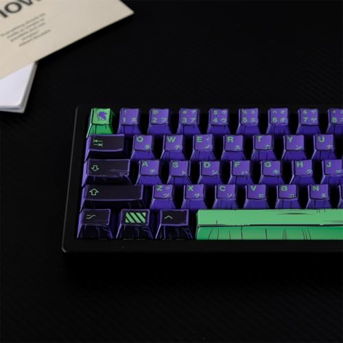Metrickeys Comic Style Keycaps, Japanese Manga Minimalist Theme PBT Cherry Profile Keycaps for Custom Mechanical Keyboard(EVA01,78 Key Set)