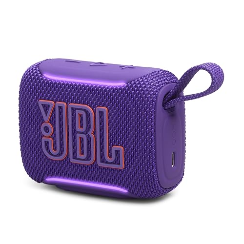 Image of JBL Go 5 - Ultra-Portable Waterproof & Drop-Proof Speaker with JBL Legendary Sound & Ambient Edge Lighting, AirTouch Instant Stereo Pairing or Link Multiple Compatible Speakers via Auracast (Purple)