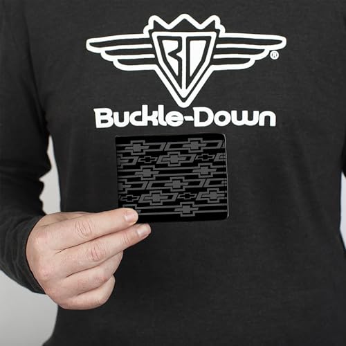 Buckle-Down Men's PU Bifold Wallet-Retro Chevy Bowtie Diagonal Monogram Black/Gray, Multicolor, 4.0" x 3.5"3